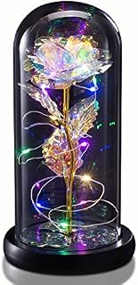 TECHSHARE Gifts for Her, Forever Flower Rose in Glass Dome, Rose Light Up Flower, Personalized Gifts for Mom, Sisters, Friend, Women, Valentine's Day, Birthday, Wedding