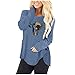 YANFANG Camiseta Manga Larga Muje Elegantes Blusas Primavera Tops Casuales Fiesta T-Shirt Basica Camisa Blusa Informal Suelta con Dobladillo Irregular de Vaca Divertida para Mujer