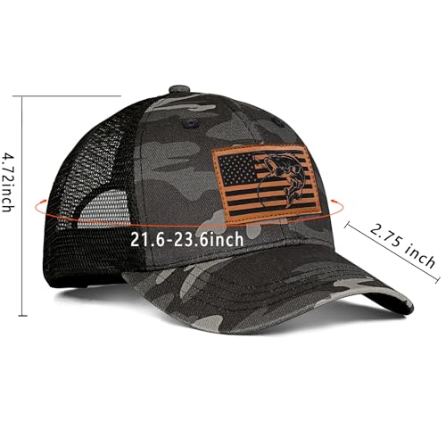 Image of Fishing Hat Fishing Gifts for Men Bass Fish Flag Gear Accessories Stuff Trucker Hat Snapback Baseball Cap