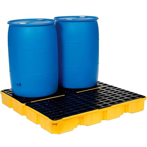 Générique Plateforme de rétention modulaire Jaune et Noire avec Drain, bacs empilables étanches pour Garage, Cuisine, sous-Sol et Stockage Industriel - 120 x 60 x 18 cm