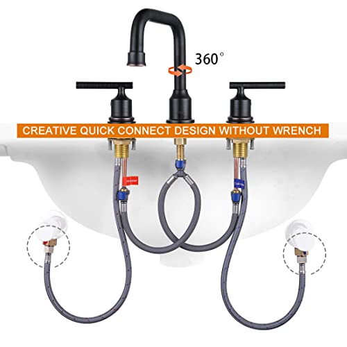 Wowow Oil Rubbed Bronze Bathroom Faucet Widespread Bathroom Sink Faucet 3 Holes Vanity Faucet 2 Handle Basin Faucet With Drain And Suplly Lines Retro #TOP4