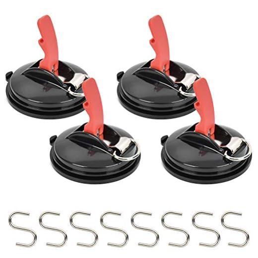 WOWOSS 4 Ventosas para Coche con 8 Ganchos de Seguridad S, Herramienta de Anclaje Coche para Equipaje, Tiendas de Campaña, Tensor de Coche