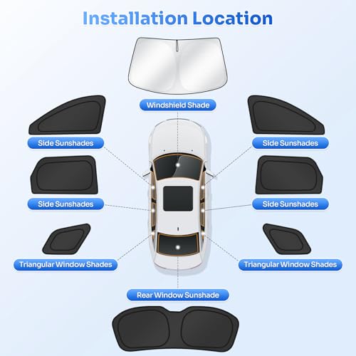 Image of Canvcle Window Shades for 2022-2025 2026 Nissan Pathfinder Accessories Windshield Sun Shade Side Rear Window Cover Sunshade Sun Visor Shield Privacy Protection for Camping Keep Vehicle Cool Black 8PCS