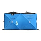 CLAM 15497 C-720 2-6 Person Portable 6 x 12 Foot Pop-Up Ice Fishing Angler Double Thermal Hub...