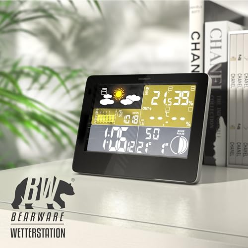 Foto von CSL Funk Wetterstation mit Farbdisplay inkl. Außensensor, DCF Empfangssignal Funkuhr, Innen und Außentemperatur Wettervorhersage-Piktogramm UVM. LCD-Display