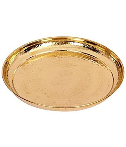 Parijat Handicraft Hammered Serving Dinner Thali Plate, Serveware Dinnerware Home Restaurant, Diameter 12'' Inch #TOP5