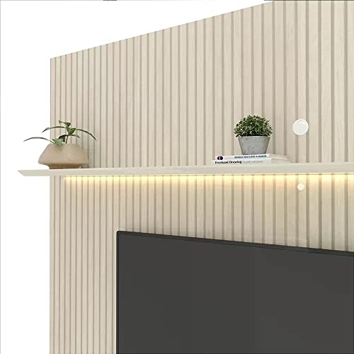 Painel para Tv até 85 Polegadas Impressão Ripada com Led Requinte 220cm Gelius Móveis Off White Ripa