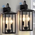 Dusk to Dawn Outdoor Wall Lights 2 Pack, Black Exterior Light Fixture with Photocell Sensor, Outdoor Sconce Lights with E12 Base, Waterproof Wall Lantern for Porch Garage Patio, Bulb Not Included