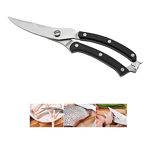 Tijeras de cocina,Tijeras de cocina 10?? Cortador Cook corte pato pescado acero inoxidable pollo hueso herramienta cizalla aves de corral