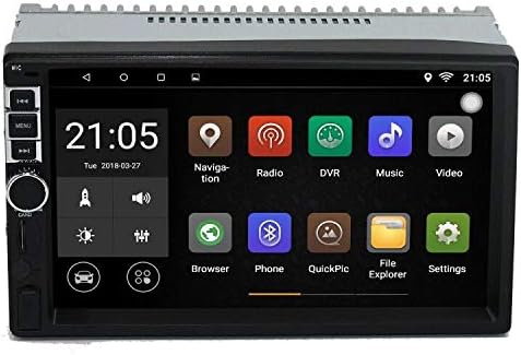 Upgraded 7 Inch Touch Screen Android 7.1 QuadCore CPU Double Din Car Stereo in Dash GPS Navigation Surport Bluetooth WiFi Car Radio Audio Vehicle Headunit with Free Rear Camera and Car Tuning Tools