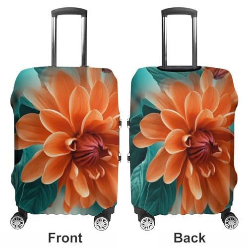 Teal And Flower Luggage Cover Personalization Suitcase Covers Protector Elastic Washable Baggage Cover Anti-Scratch For Traveling, Aircraft Consignment S3