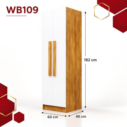 Image of Bniture Wooden Almirah for Clothes, Door for Bedroom, 2 Door Wardrobe with 4 Shelves Huge Storage Space (46D x 60W x 182H CM) | 3 Year Warranty (Giant Wood & Frosty White)