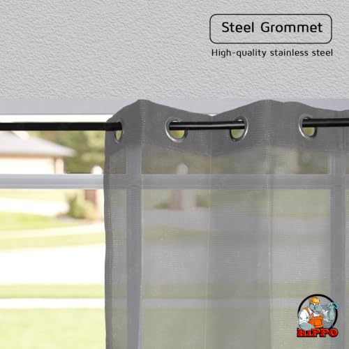 Image of HIPPO 150 GSM Outdoor Sun Blocking Balcony Eyelet /Grommet CurtainsCurtains Sun & UV Protection, Light Filtering Window Curtain (Grey, 4.5FTX8FT, 1PC)