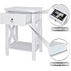 Bonnlo White Nightstand, Small Nightstand with Drawer & Shelf, Farmhouse Night Stand Bedroom, End Table/Bedside Table/White Side Table w/Rustic Handle for Small Spaces, Dorm, Kids Room, Living Room