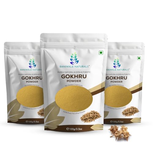 Image of Gokshura Powder - 100g | Tribulus Terrestris /Gokhru Churna | Boost Energy, Strength & Testosterone | Pure & Natural | Non GMO With No Added Preservatives (Gokhsura Big Pack, Pack of 3)