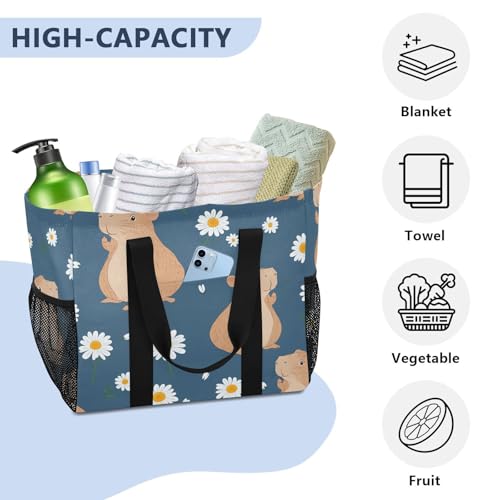 Nander Cute Cartoon Capybara Reusable Grocery Bags,Large Grocery Tote Bag Water Resistant Shopping Bags Foldable Grocery Bag for Clothes,Shoes and Picnic4