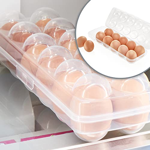 Miniatura 3 de COM-FOUR® 2x Caja de huevos para 12 huevos - Almacenamiento de huevos - Contenedor de huevos para la nevera - Soporte de huevos para huevos fresco