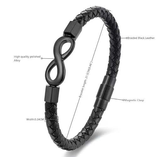 LIU JUN To My Son Bracelet From Mom, Infinity Leather Braided Husband Birthday Inspirational Gifts I Love You Forever And Always Handmade Wristband Christmas Jewelry (To My Son Black)