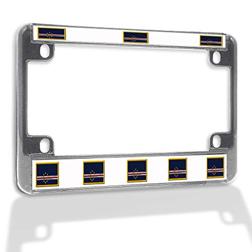 Fastasticdeals Metal Insert Bike License Plate Frame Cape Verde Weatherproof Motorcycle Accessories Chrome 4 Holes Solid Insert