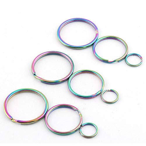 12-30mm Rainbow Round Split Key Rings Key Chain Jewelry Charm Clasp Supplies,Small Jump O Rings Loop Metal Key Ring Pendant,Key Fob Hardware (12mm 50pcs)