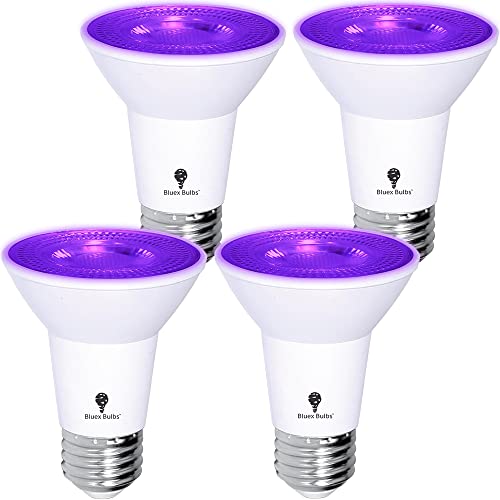 4 Pack BlueX LED PAR20 Flood Purple Light Bulb - 8W (65Watt Equivalent) - Dimmable - E26 Base Purple LED Lights Party Decoration Porch Home Lighting Holiday Lighting Flood Lights