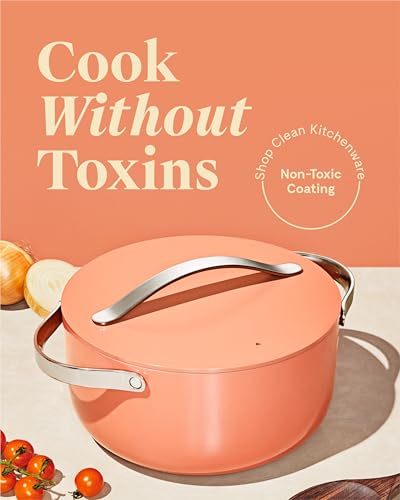 Image of Caraway Nonstick Ceramic Dutch Oven Pot with Lid (6.5 qt, 10.5 inch) - Non Toxic, PTFE & PFOA Free - Oven Safe & Compatible with All Stovetops (Gas, Electric & Induction) - Perracotta