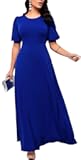 Maxi Dresses for Women Elegant Long Dress Short Sleeve Dress Casual Round Neck Loose Party Dress