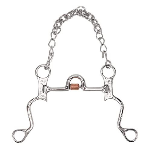 PODSJD Filete Americano de Acero Inoxidable 120mm con Cadena para Caballos - Mordaza Duradera Anticorrosión, Control Suave para Entrenamiento Ecuestre
