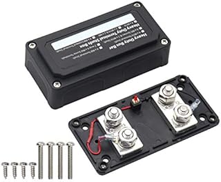 Gloaso 35A to 750A ANL Fuse Block Holder Copper Made 12V - 48V DC Heavy-Duty Module ANL Bus Bar with 4X M10 Studs Battery Terminals Black Cover