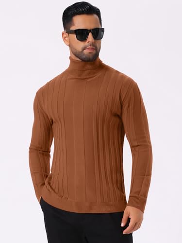 Men's Turtleneck Sweaters Solid Color Turtle Neck Warm Knitted Pullover Sweaters4