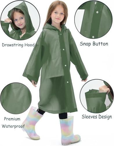 Image of 2 Pack Reusable Waterproof Raincoat EVA Emergency Rain Ponchos One Size Rain Jacket for Children, Boys and Girls