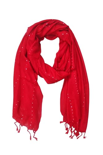Image of Solid Sequin Stole with Tassels for Women & Men - Soft Lightweight Rayon Fabric | Available in 10+ Colours | 70 x 180 cm