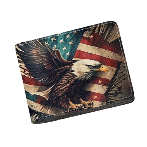 HUIACONG American Flag Eagle Leather Mens Wallets Tie Dye Thin Slim Credit Cards Ponch,Bifold Smart Clutch Wallet Purse Coin Pocket Travel Cash Organizer Storage2
