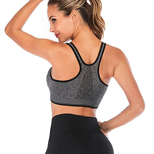 Yeyele Women Zip Front And Removable Pads Tank Top Racerback Sports Bra(Gray,Xl) #TOP1