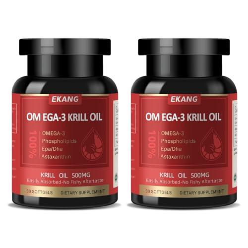 Antarctic Krill Oil - Wild Caught Omega 3 Krill Oil 500 mg with EPA DHA Astaxanthin & Phospholipids - Brain Heart Joint Support Non-GMO Gluten-Free Antioxidant Sustainably Sourced 60 Softgels