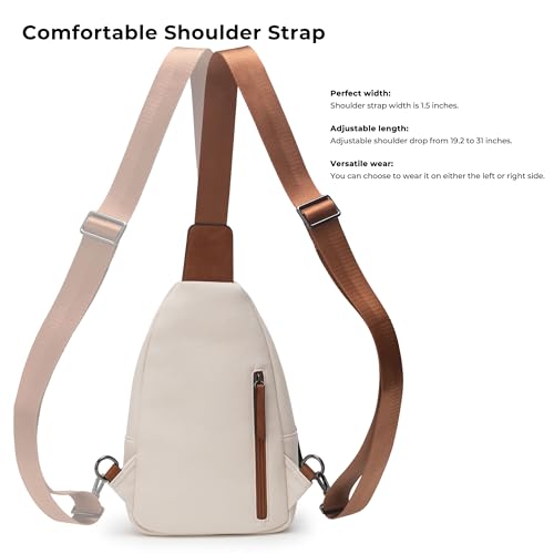 Image of Alldaily Large Sling Bag for Women Crossbody Purse Leather Fashionable Trendy Chest Bag for Travel, Fanny Pack (White)