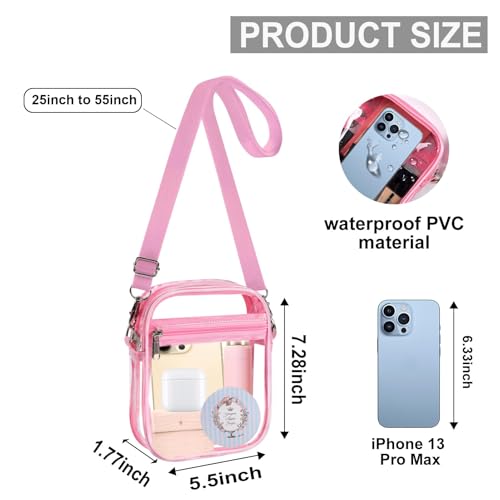 Image of Fibrdoo Clear Crossbody Purse Bag, Clear Bag Stadium Approved with Front Pocket for Concerts Sports Festivals