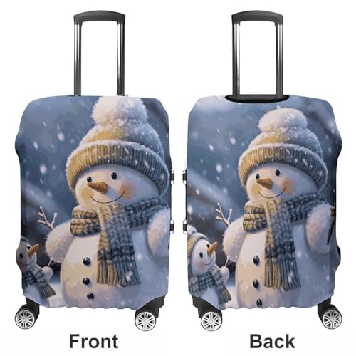 Winter Snowman Travel Luggage Cover Elastic Washable Suitcase Cover Dustproof Anti-Scratch Suitcase Protector Fits 19-32 Inch Luggage, L3