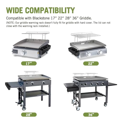 image for Geesta 2Pcs Blackstone Griddle Warming Rack, Heavy Duty Steel Grill Wa