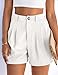PRETTYGARDEN Womens Shorts Casual 2026 Summer Elastic High Waist Zipper Button Tailored Shorts Pleated Beach Vacation Clothes (White,Small)