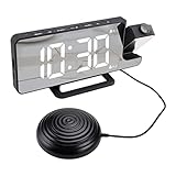 . Multifunción: este reloj despertador tiene un gran diseño de pantalla LED de espejo, conversión de 12/24 horas, repetición, despertador, salida USB, compatible con todos y varios dispositivos de fuente de alimentación USB, función de proyección de tiempo, también se puede usar como un espejo en el uso diario, simple y divertido.