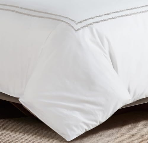Majestic Giftware Madison Linen 8 Pcs 44" Twin Size Bedding Set (BL55-44T) | Riviera - Taupe 400 TC 100% Cotton Sateen | 2 Fitted Sheets, 2 Duvets, 4 Pillowcases - Noble Collection
