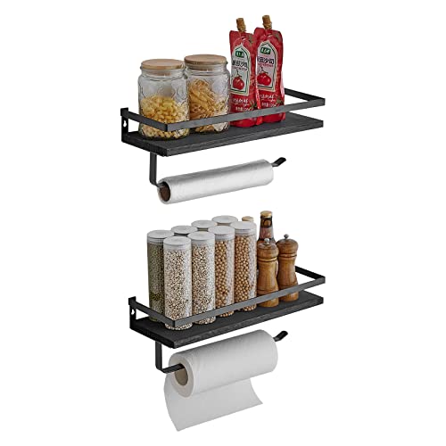 BESy Floating Shelves Wall Mounted Storage Shelves with Towel Rack