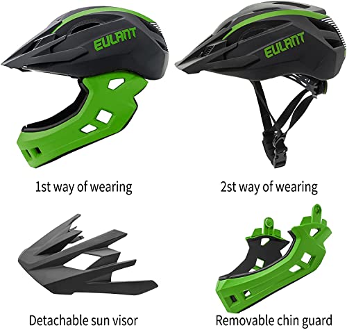 Eulant Kids Full Face Bike Helmet With Chin Guard, Lightweight And Adjustable Detachable Child Bike Helmet, Toddler Anti-Collision Bicycle Helmet For Bmx Skateboard Scooter, Ages Over 5 Years #TOP5