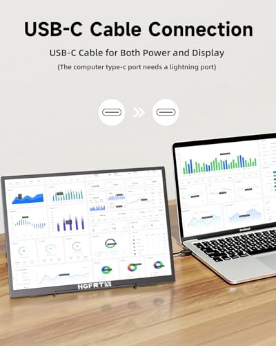 HGFRTEE Portable Monitor 12,3 Zoll,1920x1280 FHD Tragbarer Monitor,15:10,Blendfrei IPS, sRGB 100%,60Hz,Lautsprecher,USB-C,Mini-HDMI, VESA, Windows/macOS, Gaming & Arbeit(Ohne Touch)