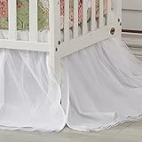 Brandream Crib Bed Skirt for Baby Girls Boys White Lace Tulle Ballerina Girls Dust Ruffle Double Layered with Solid Cotton Toddler Bedskirt