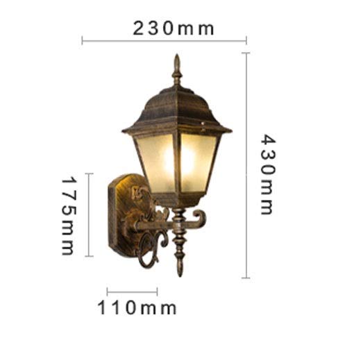Lanterne rétro étanche E27 avec diffuseur en verre pour applique murale - 2