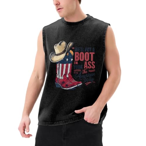 Well Put A Boot in Your Asss Tank Top Patriotic Sleeveless Shirt 4th of July Tee Tops Xx-Large Black-c