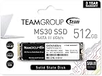 TEAMGROUP MS30 512GB with SLC Cache 3D NAND TLC M.2 2280 SATA III 6Gb/s Internal Solid State Drive SSD (Read/Write Speed up to 530/430 MB/s) Compatible with Laptop & PC Desktop TM8PS7512G0C101