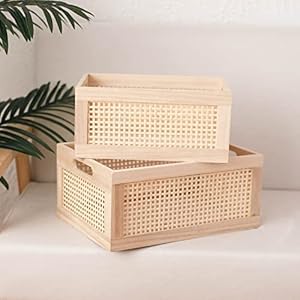 Desktop storage basket, sundry office drawer storage box, wood frame storage basket. (Rectangle-B-Set2) Desktop storage basket sundry office drawer storage box wood frame storage basket Rectangle B Set2